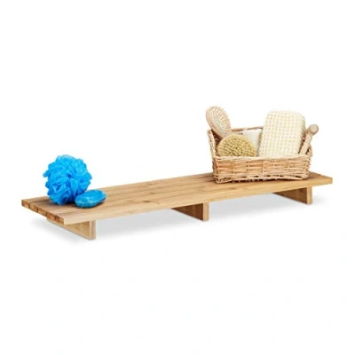 Bild av Relaxdays Badkarsbricka bambu, ett stycke badkarsbräda H x B D: 6 70 22 cm, modern hylla för badrum, natur