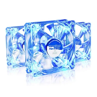 Bild av AABCOOLING Super Silent Fan 8 Blue LED Värdepaket 3 st Tyst och Effektiv 80mm Fodral Fläkt med blå 4 Vibrationsdämpare, 12V Fläkt, för PC Fodral, 8cm Högt Luftflöde, CPU kylfläkt