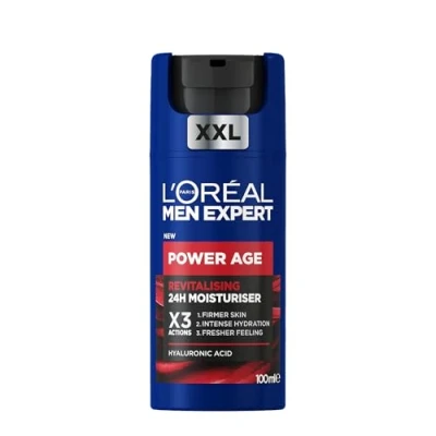 Bild av L&#039;Oréal Men Expert ansiktsvård mot rynkor, anti aging fuktkräm för män, kräm med hyaluronsyra lämplig trött och matt hud, Power Age, 1 x 100 ml