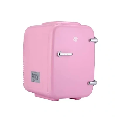Bild av NK Bärbar minikylskåp, 4 liter kapacitet, 12 V 220 V, kyl och värmefunktion, uppvärmningsfunktion för kosmetika förfriskningar, rosa