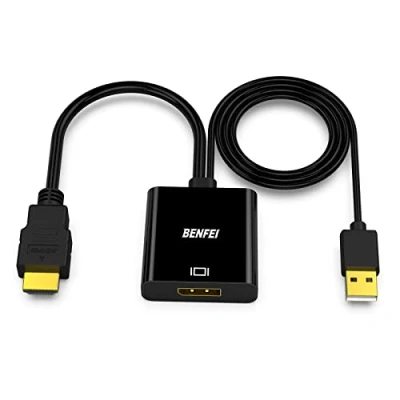 Bild av BENFEI HDMI dator till displayport monitor adapter 4K@60Hz/2K@144Hz/1080P@165 Hz, enkelriktad aktiv omvandlare med ljud, för laptop/Xbox 360
