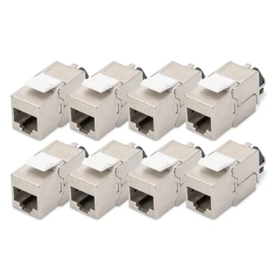 Bild av DIGITUS Keystone modul Cat 6A skärmad 8 stycken RJ45 jack 500 MHz 10GBase T AWG 26 22 Designbar Med låsspak Verktygsfri montering