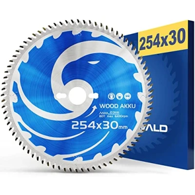 Bild av Falkenwald® Batteridriven sågblad 254 x 30 Perfekt för trä Kompatibel med Bosch PTS 10, 30, GTS 10 XC och Freud 30. Cirkelsågblad