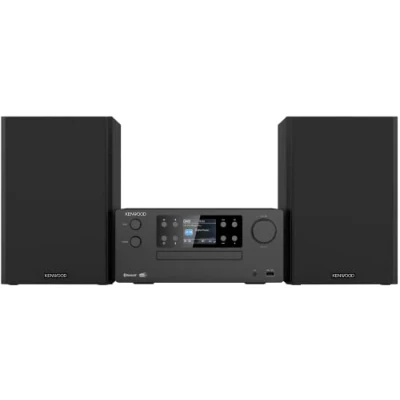 Bild av HiFi Kenwood M 925DAB B mikrosystem med CD, USB, Dab+ Blå Bluetooth ljudströmning. Färg: Svart Mini Hemmusikutrustning