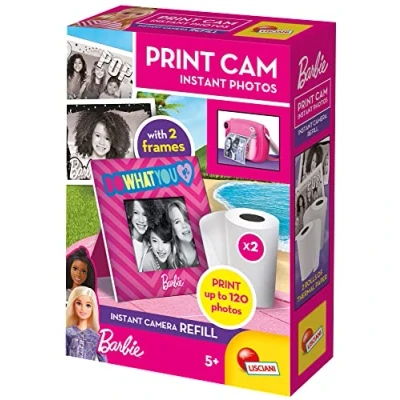 Bild av Lisciani spel Barbie Print Cam Hi Tech, påfyllning, barn från 4 år, 2 rullar för 120 användningar, skriv ut dina foton direkt, video och selfie funktion, flerfärgad, medium, 97968