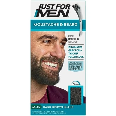 Bild av Just For Men skägg och mustasch färg mörkbrun, eliminerar grått hår ger dig ett tjockare fylligare utseende, M45