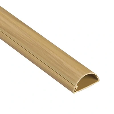 Bild av D Line trunkledning för kabel, halvrund kabelkåpa, målningsbar, självhäftande, döljer tv kablar, kabelhantering 30 (B) x 15 (H) mm 1 meter längd träeffekt