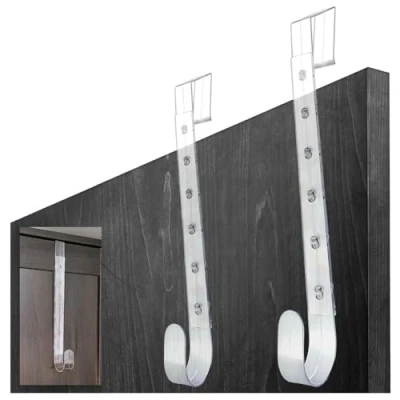 Bild av COM FOUR® 2x justerbara plastdörrkrokar Multifunktionskrokar för att hänga dekorativa kransar och jackor Enkel installation utan borrning ytterdörrar innerdörrar