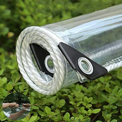 Bild av Fengshouu Vattentät, transparent PVC presenning med öljetter, väderbeständig, slitstark, vikbar, 0,35 mm tjock, regnskydd, för trädgårdsmöbler, växter, växthus, husdjur mera, anpassbar