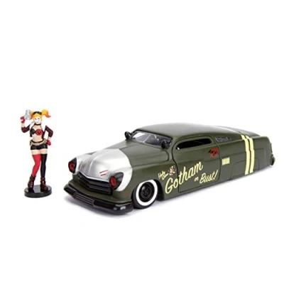Bild av Jada Toys 253255005 DC Comics Bombshells Harley Quinn med 1951 Mercury 1:24 Metall Frihjul, Gummidäck, Öppningsbara Dörrar, Huv, Bagagelucka, Från 8 år, Grå