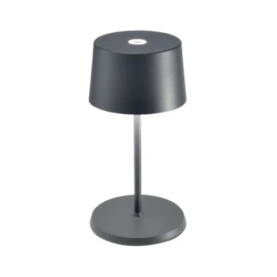 Bild av Zafferano, Olivia Minilampa, Bärbar och Uppladdningsbar Bordslampa med Pekkontroller, Lämplig för Inomhus Utomhus, Dimmer, 2200 3000 K, Höjd 22 CM, Färg Mörkgrå