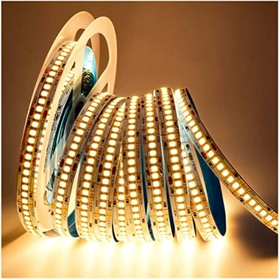 Bild av Tesfish 24V LED Remsa, Varmt vitt 3000K 5 Meter Strip Lights SMD 2835 IP20 240 LEDs/M, Totalt 1200 LEDs Superljus Remsa Ljus Bar Ljuslist för Sovrum, Kök Dekoration