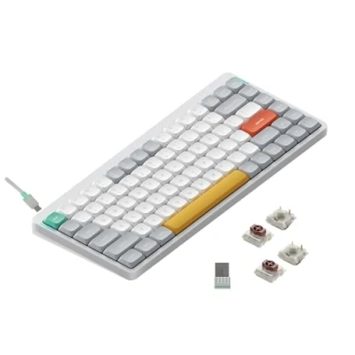 Bild av Nuphy Air75 v2 Mekaniskt Tangentbord QMK/VIA, 75% låg profil trådlöst tangentbord, Bluetooth 5.1, 2,4 GHz och kabelanslutning, kompatibel med Windows Mac OS system Ionic White Switch Brown 2.0