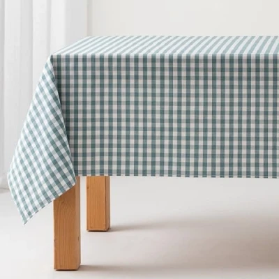 Bild av GAMUSI Fläcksäker bordsduk touch rektangulär duk Vichy ruta, vattentät bomull, 140 x 100 cm vattenfärg