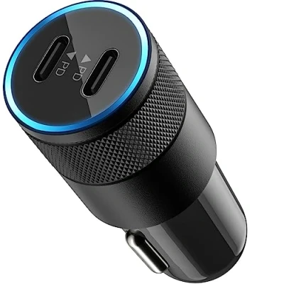Bild av MMOBIEL Bilsladdare Dual USB C 40W Adapter för Cigarettändare med 2 Portar Telefonladdare i Bilen Power Delivery 3.0 Svart