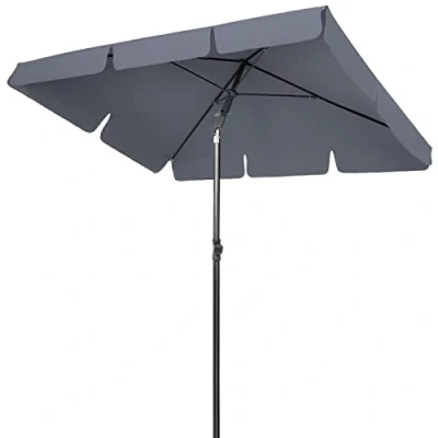 Bild av LIFERUN 200 x 125 cm rektangulärt parasoll, böjbart marknadsparasoll, trädgårdsparasoll, terrassparasoll, solskydd, UV 50+ för balkong och terrass, 180 g/m²