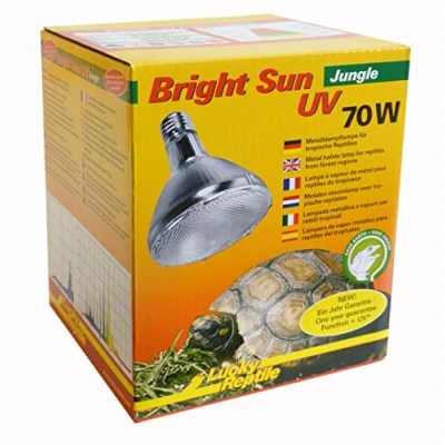 Bild av Lucky Reptile Bright Sun UV Jungle 70 W metallhalogenlampa för E27 uttag terrariumlampa med dagsljusspektrum värmelampa UVA &amp; UVB strålning lampa tropiska reptiler