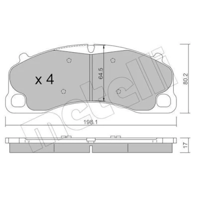 Bild av METELLI 22 1256 0 Jeu de plaquettes frein préparé pour indicateur d&#039;usure PORSCHE: 911 Coupe, 718 Cayman Cabriolet