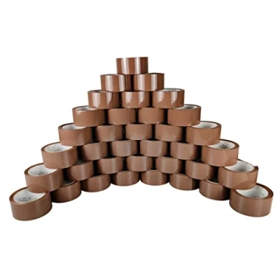 Bild av RAYLU PAPER® Tätningsrullar, Självhäftande tejp för förpackning av sändningslådor Stark och Extra Stark, 66 meter x 50 mm bred (36 enheter, Brun)