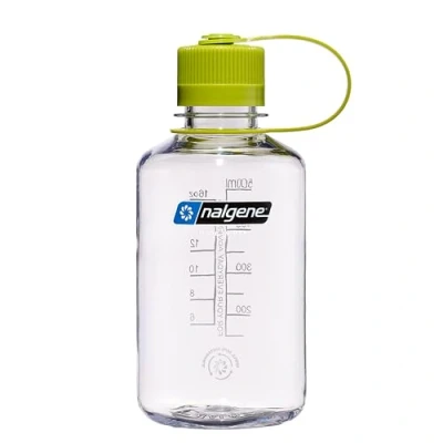 Bild av Nalgene Sustain Tritan BPA fri vattenflaska tillverkad med material härledd av 50% plastavfall, 16 uns, smal mun, klar
