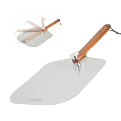 Bild av Hansekök pizzaspade i rostfritt stål 30 cm med handtag av akaciaträ och stor yta, pizzaspade, pizzatillbehör också för bröd, diskmaskinssäkra