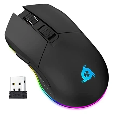 Bild av KLIM Blaze uppladdningsbar trådlös spelmus RGB + högprecisionssensor 7 anpassningsbara knappar upp till 10000 DPI trådbunden och mus UK för PC Mac PS4 NY svart