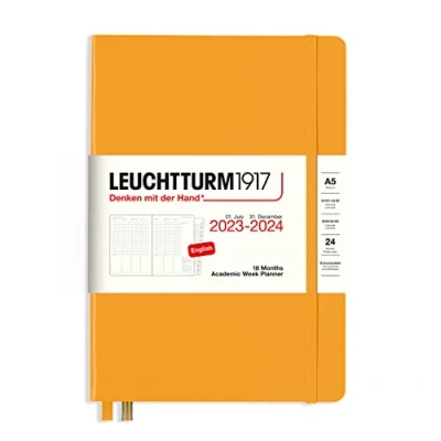 Bild av LEUCHTTURM1917 367555 Akademisk veckoplanerare medium (A5) 2024, 18 månader, Rising Sun, engelska