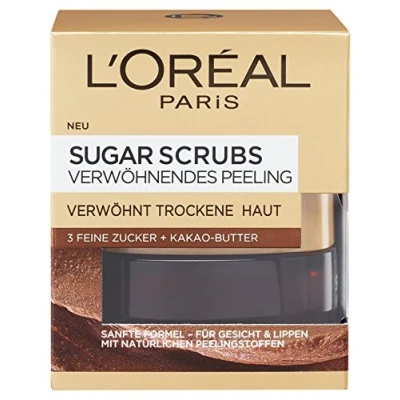 Bild av L&#039;Oréal Paris Peeling för ansikte och läppar, med socker kakaosmör, skrubba bortskämd peeling, 1 x 50 ml