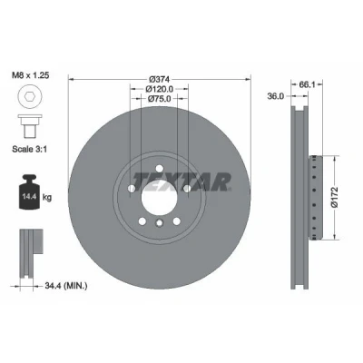 Bild av TEXTAR PRO+ 92266225 Disque de frein BMW: 7, 5 GT