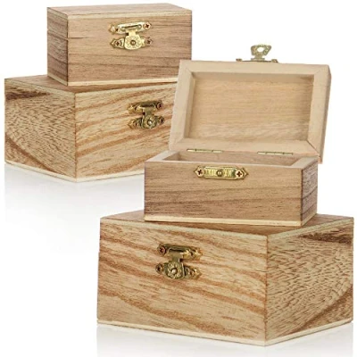 Bild av COM FOUR® 4x trälåda i olika storlekar smyckeskrin liten med lock dekorativ (4 stycken bröst liten/stor)