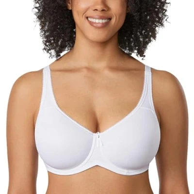Bild av DELIMIRA T shirt Dam Full Täckning Plus Size Sömlös Vadderad Bygel bh Vit 85D