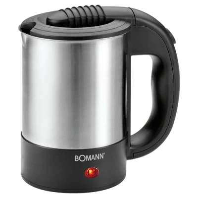 Bild av Bomann® vattenkokare med 0,5 l kapacitet liten perfekt för resor resevattenkokare inkl. 2 koppar minivattenkokare dolt värmeelement rostfritt stål WKR 1162 CB
