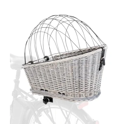 Bild av Trixie Bicycle basket with lattice for rack willow/metal 35 x 49 55 cm grey