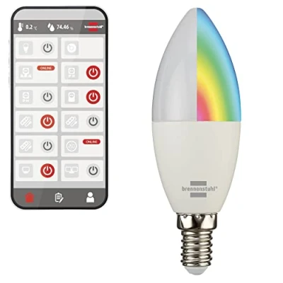Bild av Brennenstuhl Connect WiFi LED lampa SB 400 E14 (kompatibel med Alexa och Google Assistant, ingen hubb krävs, smart glödlampa 2,4 GHz gratis app, 430lm, 5.5W)
