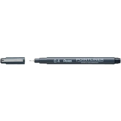 Bild av Pentel Pointliner S20P 4A, fineliner, svart, vattentät och ljusäkta, 0,4 mm