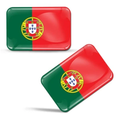 Bild av 2 x 3D välvda silikonklistermärken dekaler portugal nationell portugisisk flagga bil motorcykelhjälm F 30