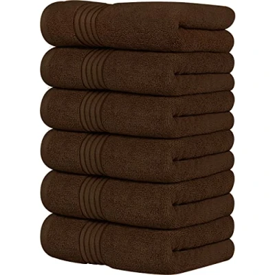 Bild av Utopia Towels handdukar, 100 % kammad ringspunnen bomull, ultramjuka och mycket absorberande, 600 g/m2, extra stora tjocka, 41 x 71 cm (16 28 tum hotell spakvalitet, beige (6 pack)