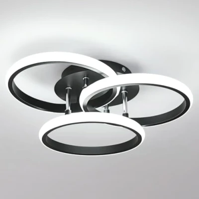 Bild av Comely LED taklampa 40CM, 40W 4500LM modernt vardagsrum taklampa, Rund Cool White 6500K, Svart aluminium för sovrum, vardagsrum, kök
