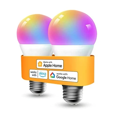 Bild av Refoss Smart WiFi glödlampa E27 stöder HomeKit, Alexa lampa flerfärgad dimbar LED med Siri, Alexa, Google Assistant, 9W RGBWW 2700K 6500K varmvit och kallvit, 2 pack