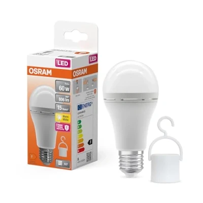Bild av OSRAM LED Campinglampa med inbyggt uppladdningsbart batteri. ljus som konventionella 60W lampor. varmvitt (2700K). även idealisk för trädgård eller nödbelysning