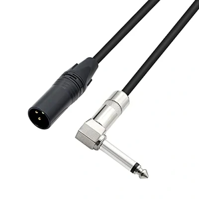 Bild av PNGKNYOCN Rätt vinkel 6,35 mm mono till XLR 3 stiftkabel, 90 grader 1/4 hane hankontakt kabel för ljudlåda, mikrofon, effektförstärkare etc. (50 cm)