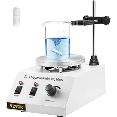 Bild av VEVOR magnetisk omrörare, 1 L, värmeplattmixer, 70 ℃, laboratorieomrörare med omrörningsstång, justerbar omrörningshastighet 01 600 varv/min, för forskning Labo studier