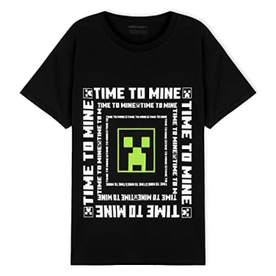 Bild av Minecraft Pojkens T shirt, Kläder barn Bomull, 100% shirts för spelare i svart och grå, Gåvor tonåringar ålder 4 15 år, Svart/Vit, 7 8 år