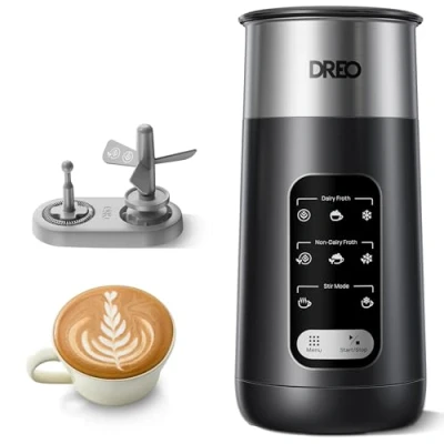 Bild av Dreo mjölkskummare, 8 i 1 elektrisk skummare för latte konstkaffe, 270 ml varmt och kallt skumskum, automatisk mjölkvärmare mejeri mjölkfri mjölk med LED, lätt att rengöra, BaristaMaker Air