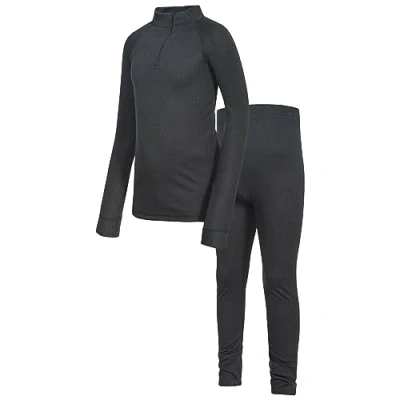 Bild av Trespass Unite360, Svart X, 11/12, Snabbtorkande Baselayer Set (Hose &amp; Långärmad Topp) Barn Unisex, Ålder 11 12,
