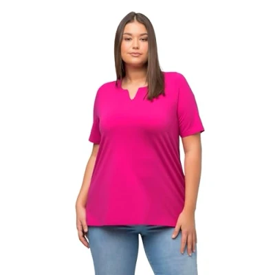 Bild av Ulla popken dam, A linje, tunika, halvärm T shirt, Fuchsia rosa, 50 52