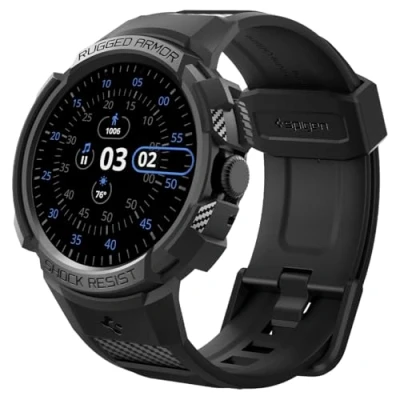Bild av Spigen Rugged Armor Pro Strap med Fodral Kompatibel Google Pixel Watch 3 41mm (2024) / 2 (2023) 1 (2022) Svart