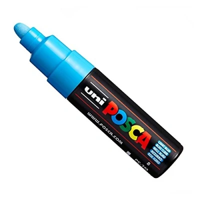 Bild av Uni POSCA PC 7M färgmarkör stor spets 4,5 5,5 mm 15 färger ljusblå