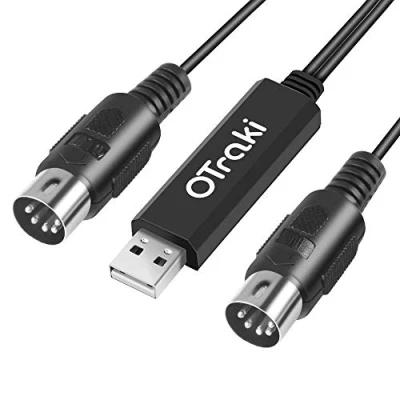 Bild av OTraki Midikabel, USB gränssnittskonverter, In Out 5 polig midi till adapter, styrenhet för tangentbord, piano, instrument på Mac dator, PC, Windows, bärbar musikstudio (3 m)
