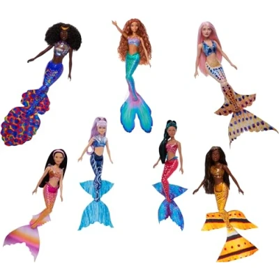 Bild av Mattel Disney Den lilla sjöjungfrun, det ultimata 7 packet med Ariel systrar, samling sju sjöjungfrudockor, leksaker inspirerade av filmen HPT16